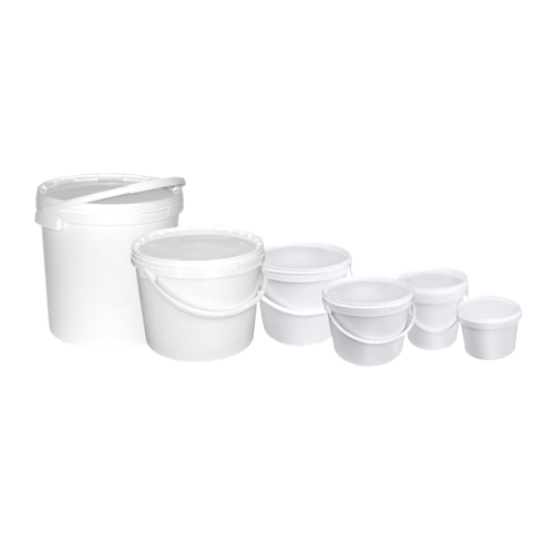 Seau en plastique blanc avec couvercle 3L